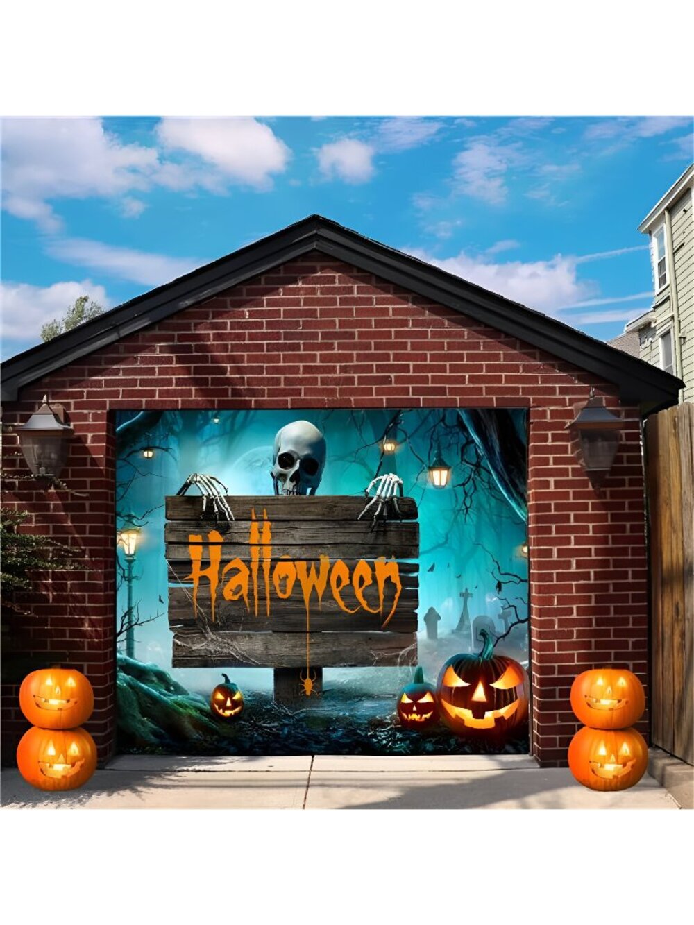 Halloween Christmas Garage Door Banner, Merry Halloween Theme, Garage Door